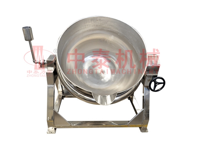 With cover can tilt electric heating heat transfer oil scraping bottom stirring sandwich pot